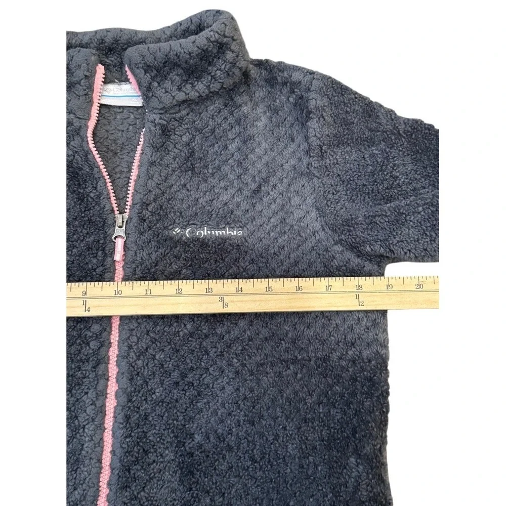 Columbia Fleece Jacket Girls XL 18/20 Gray Pink Fire Side Sherpa Full Zip